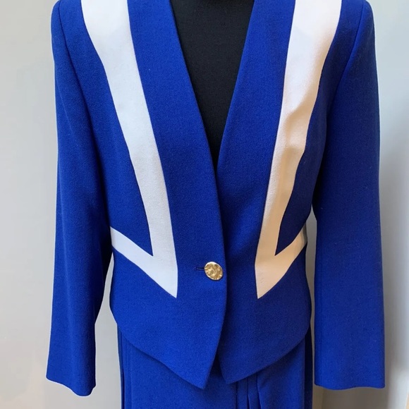 Vintage Jacques Vert cobalt blue suit fits uk 8 - Picture 2 of 9